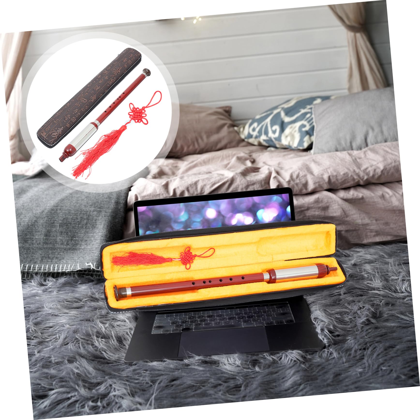 Bau in finto mogano di grandi dimensioni bawu verticale Astuccio penna elettrico scatole storage box space flauto baw bawu per principianti resina rosso