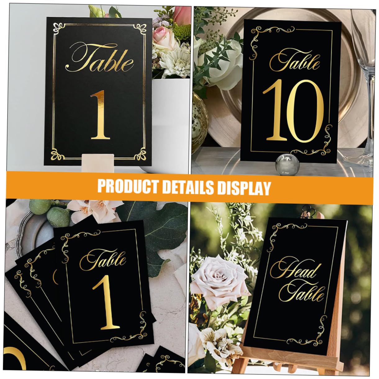 COLLBATH Gruppentischkarten Elegante Tischkarten aus Papierkarton 30 Stück Tischnummern für Hochzeit und Hauswarming Schwarz Stabil