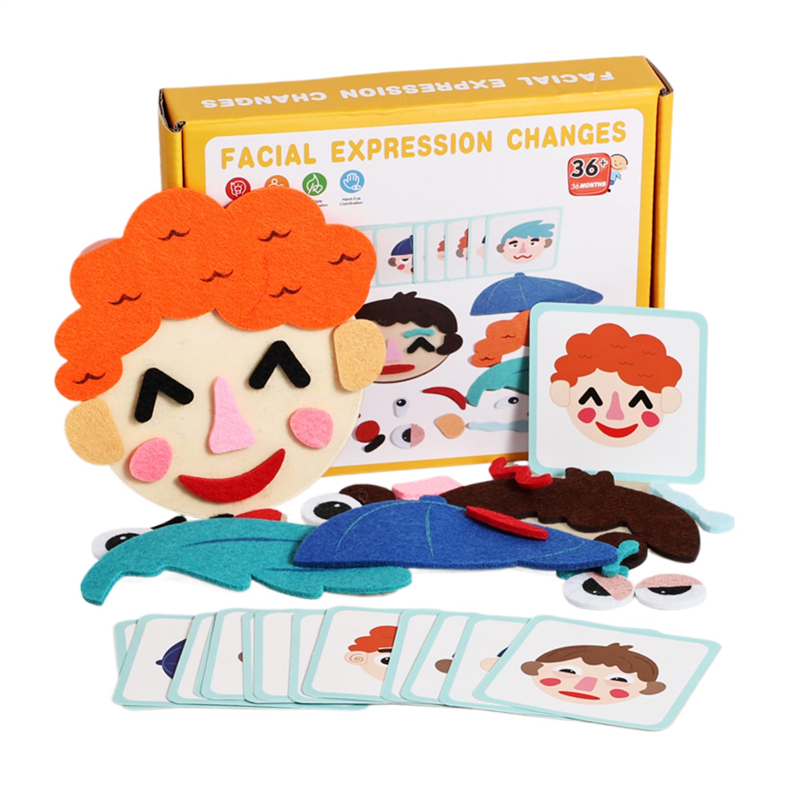 Giocattolo Dei Bambini Con Viso Ed Espressioni In Feltro,Gioco Educativo Divertente Con Carte Flash - Giocattolo Per L'Espressione Emotiva,Per Natale Asilo Compleanno Scuola Eventi Famiglia
