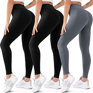 FEYHAY 3 Pack Women's High Waisted Butt Lift Leggings Yoga Pants Non See-Through Workout Running Pants