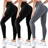 3 Pack High Waisted Leggings for Women Butt Lift Tummy Control Yoga Pants Non See-Through Workout Running Pants…