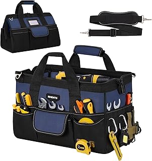 16-Inch Heavy Duty Tool Bag, 22 Pockets Empty Tool Box Organizer Storage, Soft Large Tote Toolbox Organization Portable Handle Carry Drill Toolbag for Handyman Home DIYer, Dad Men Gifts, Blue