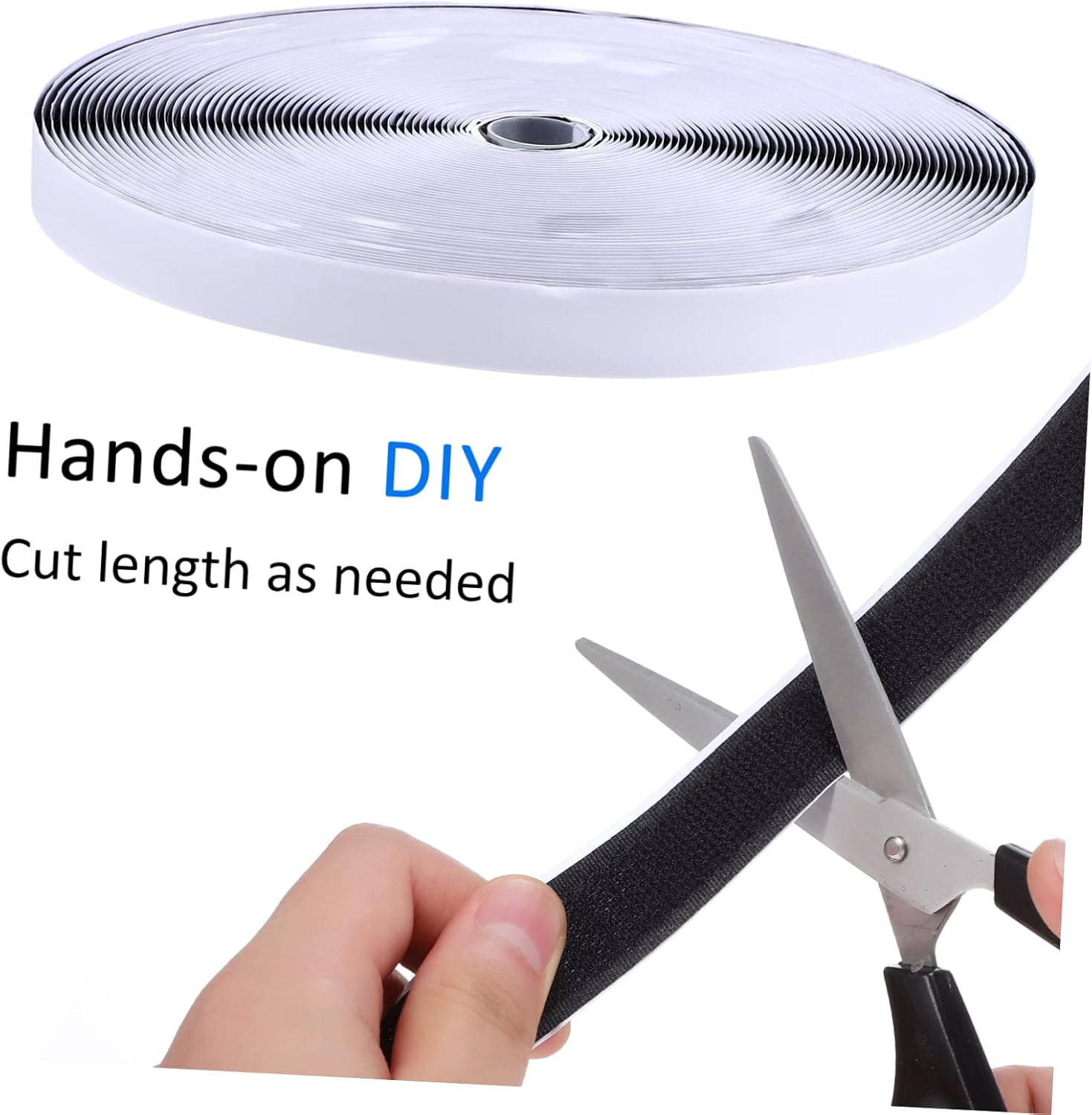 FAVOMOTO 2rolls Self-Adhesive Hook and Loop Tape Strips Wide Long Heavy-Duty Fasteners for Home Office and Outdoor Use for Organizing and Mounting Items