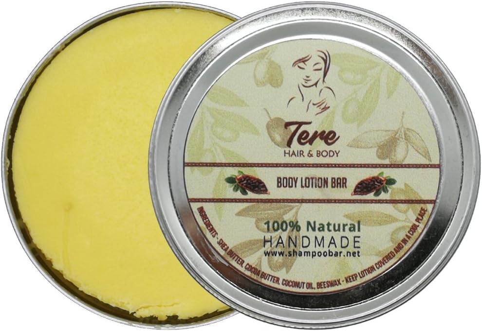 Cocoa Body Butter – 100% Natural & Moisturising Body Bar by TERE Cosmetics - 60 grams – Aluminium Tin – Travel Friendly