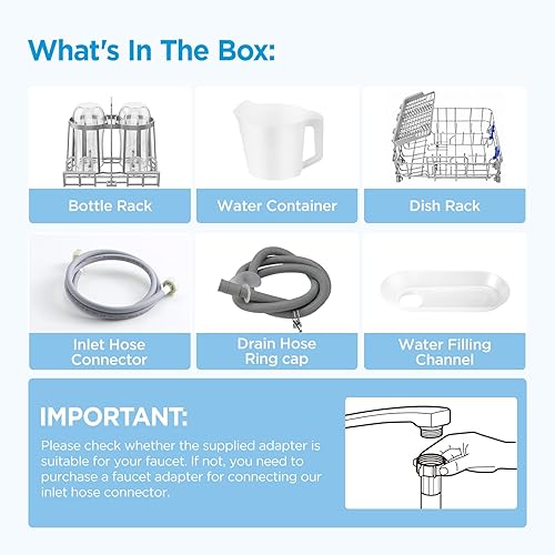 Miniatura 7 de Midea MDC17P4CWW Lavavajillas portátil de mostrador mini de 1.32 galones con tanque de agua incorporado, cuidado de bebés, sin necesidad de