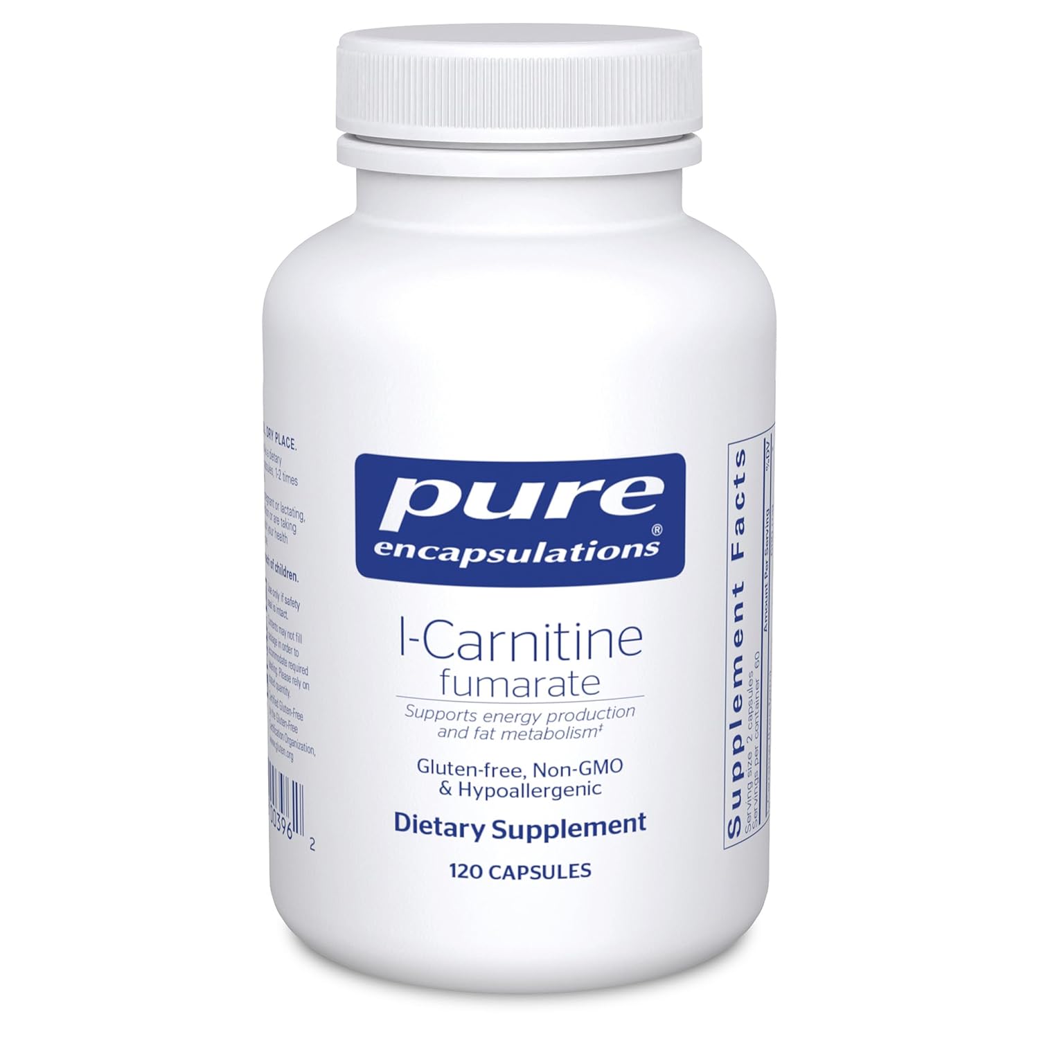 Pure Encapsulations L-Carnitine Fumarate Hypoallergenic Supplement Support for Enhanced Muscle 120 Capsules