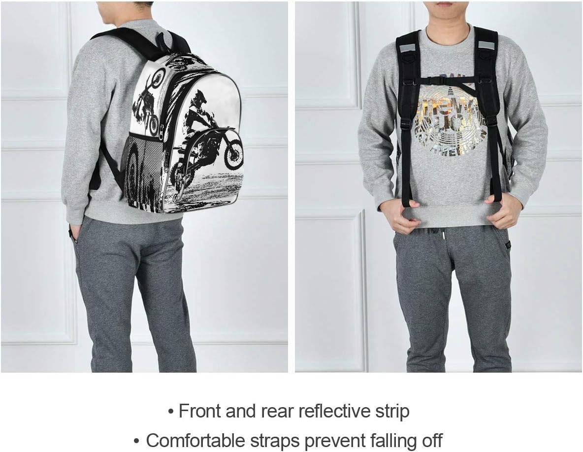 Blueangle Motocross Rider Printing Computer Backpack - Lightweight School Bag for Men Women Boys Girls Teens