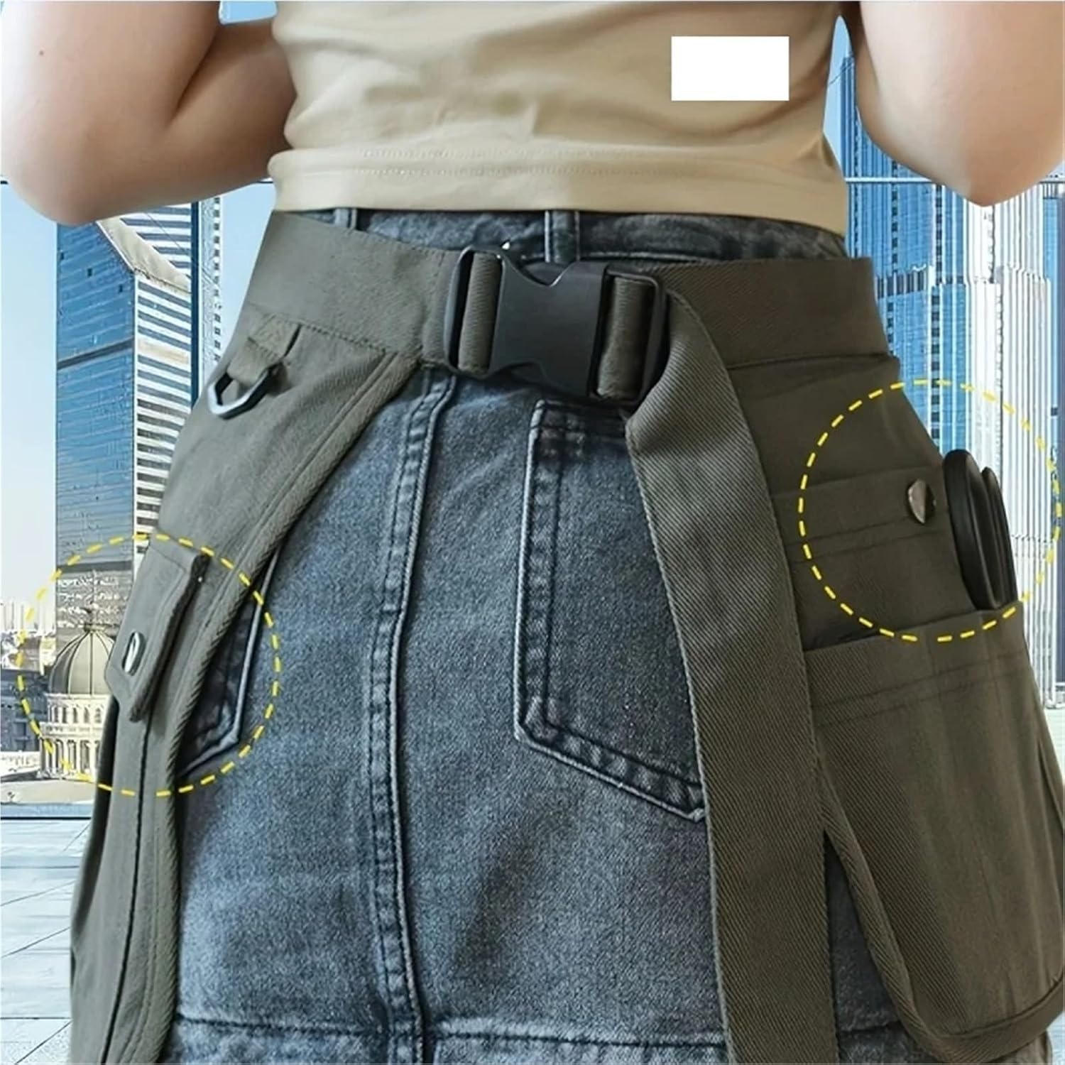 Tool Belt Pouch Multi-Pocket Canvas Tool Apron for Hand Gardening, Industrial Work, and Hairdressing