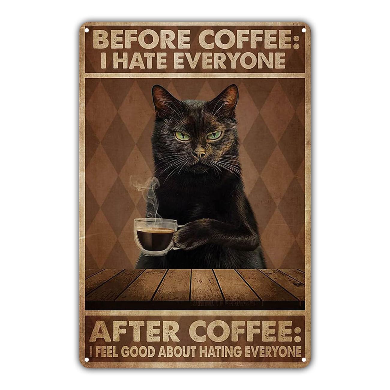 Targa In Metallo Retrò Con Gatto Maine Coon Che Legge – 30x40 Cm – Poster Vintage Per Parete