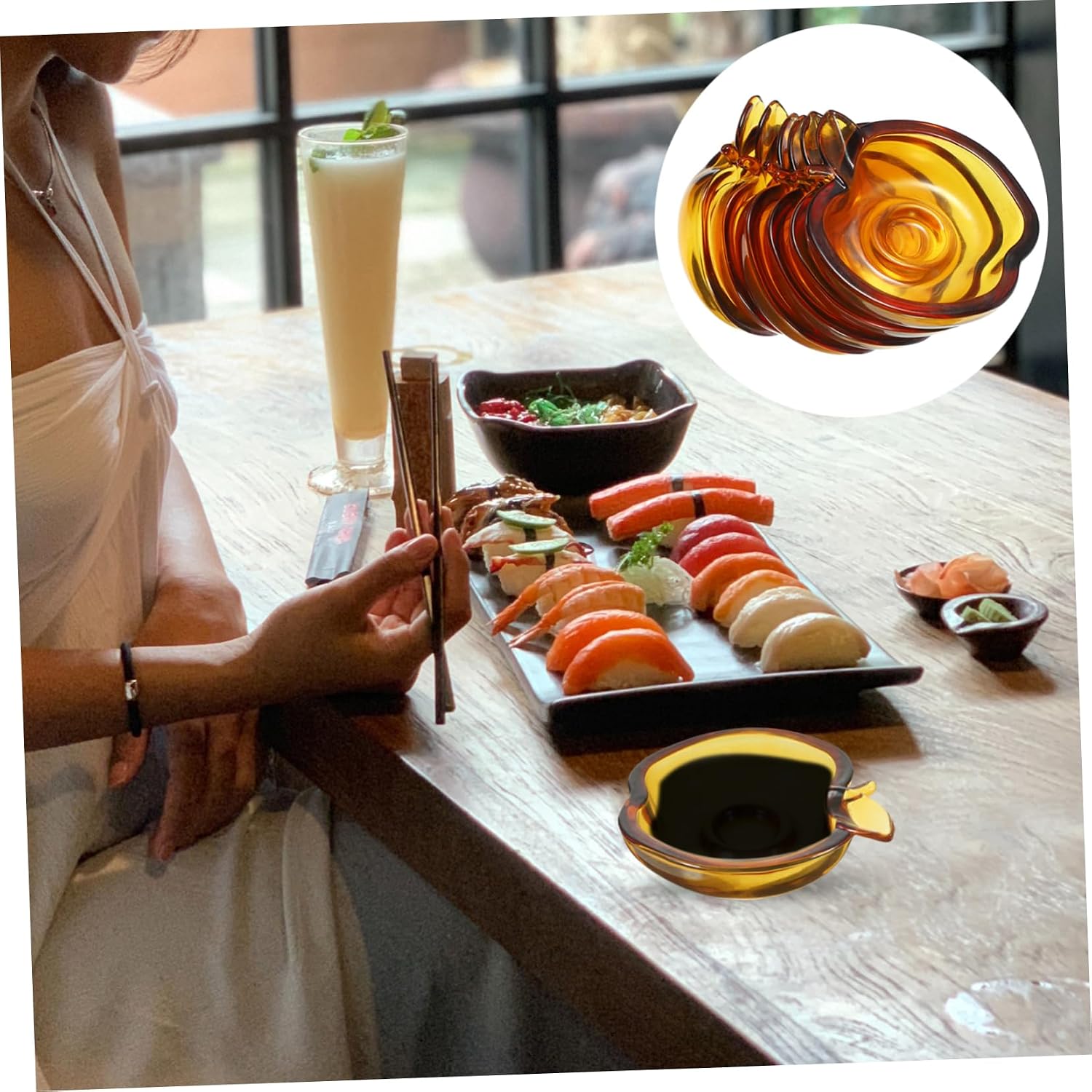 UPKOCH 6pcs Transparent Glass Dish for Dipping Sauces Creative Serving Plates for Appetizers Safe for Home Use Lightweight and Portable Dipping Bowls