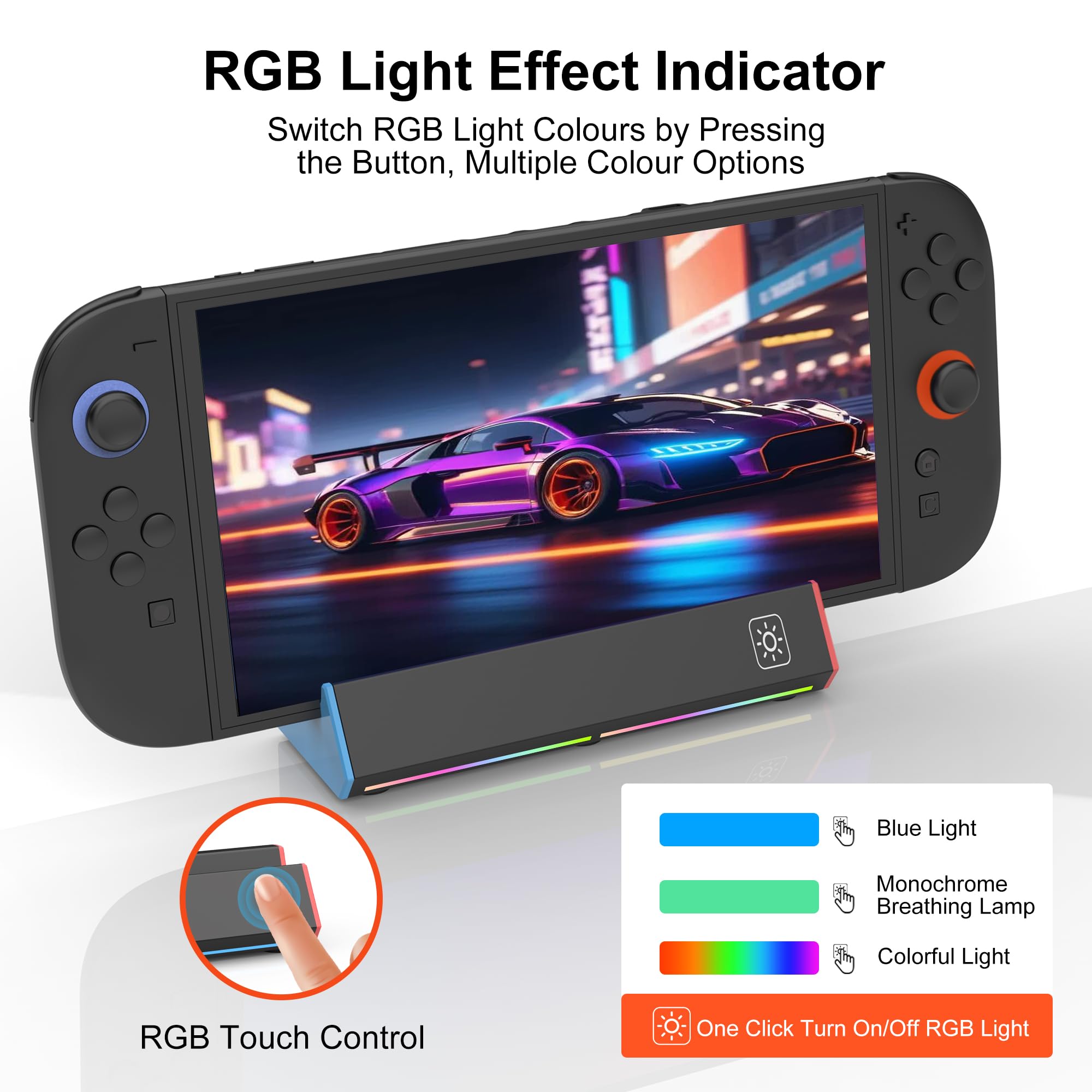 Switch 2 Estación de base de TV para Nintendo Switch 2, soporte base de repuesto portátil con salida HDMI 4K, puerto tipo C, puerto USB 3.0, luz LED RGB para Nintendo Switch-2 oficial