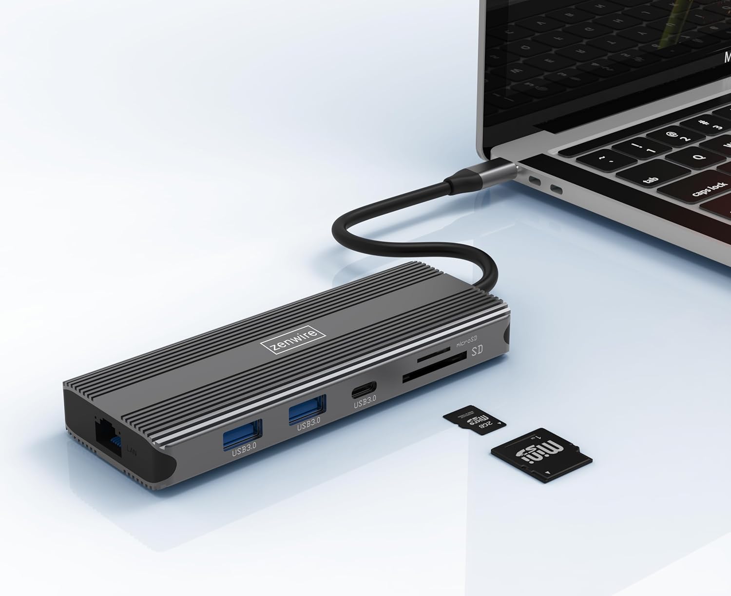 Zenwire USB-C Hub connected to a laptop