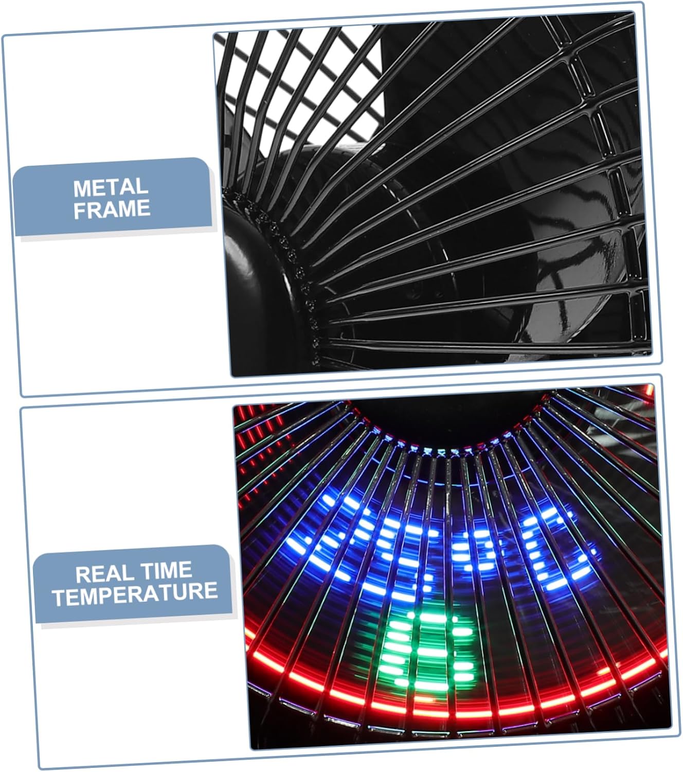 Mini Desktop Fan Temperature Display Portable Metal Clock Cooling Fan for Home Office Laptop