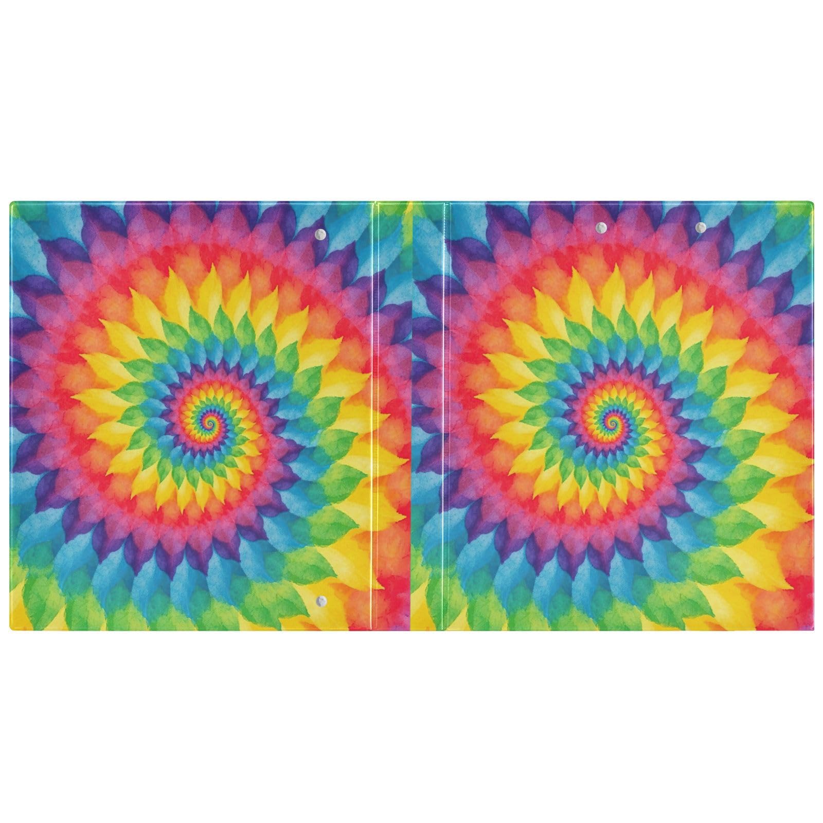 Lot de 2 classeurs à 3 anneaux arc-en-ciel à spirale en D avec poches, grands classeurs à 3 anneaux pour l'école, l'université, le bureau