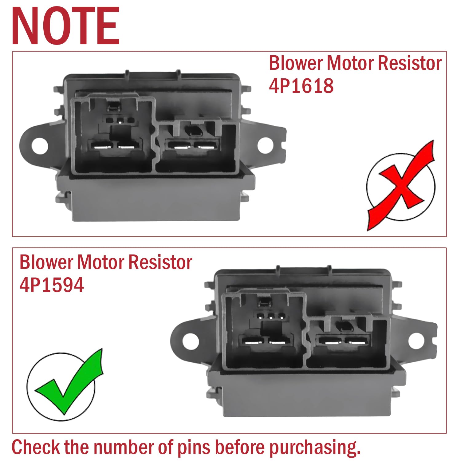 Snapklik.com : 4P1594 Blower Motor Resistor Kit, HVAC Blower Control ...