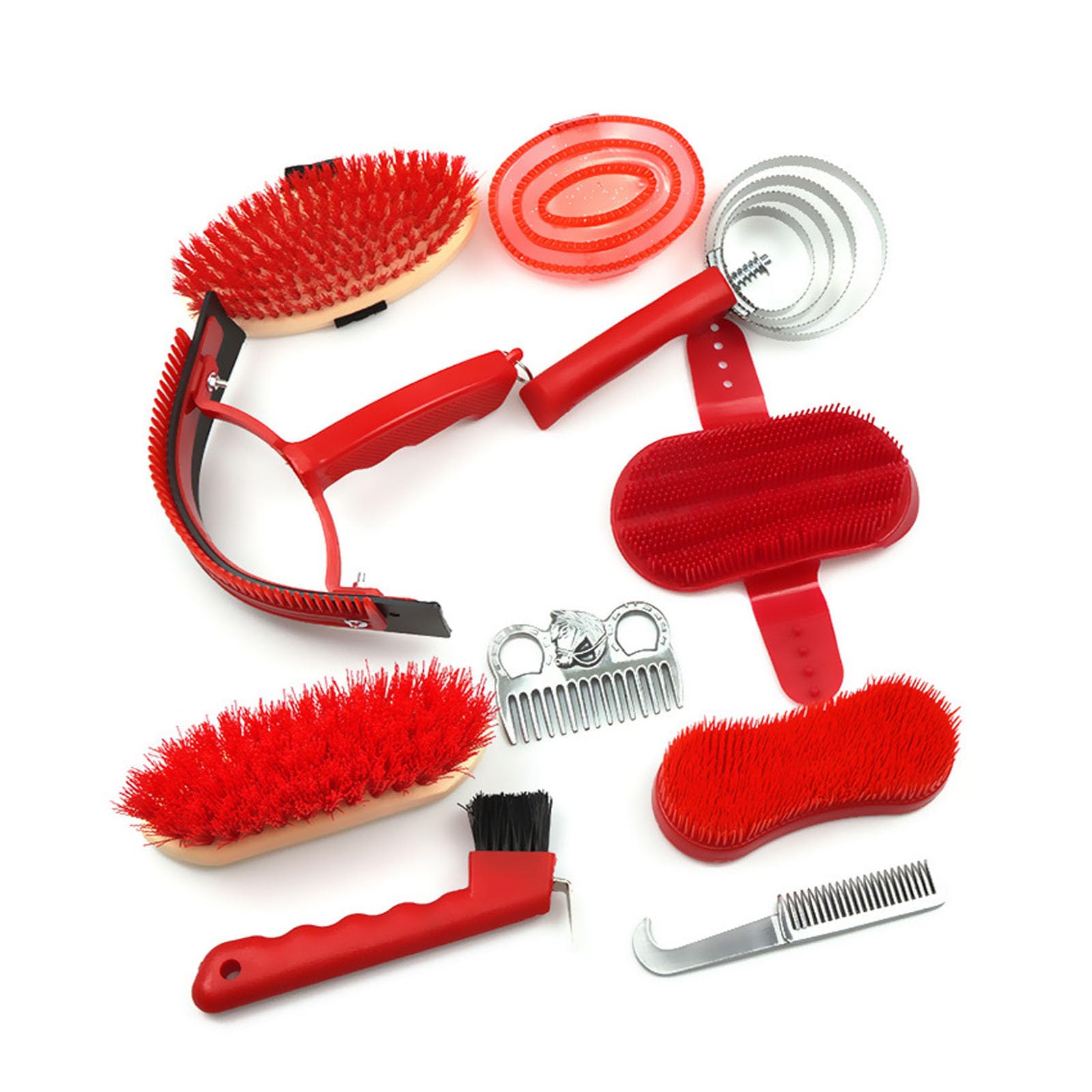 Cepillo multiusos para el cuidado del caballo, cerdas suaves, bolsa de almacenamiento, suministros de baño, cepillos de limpieza para desenredar el pelo de caballo