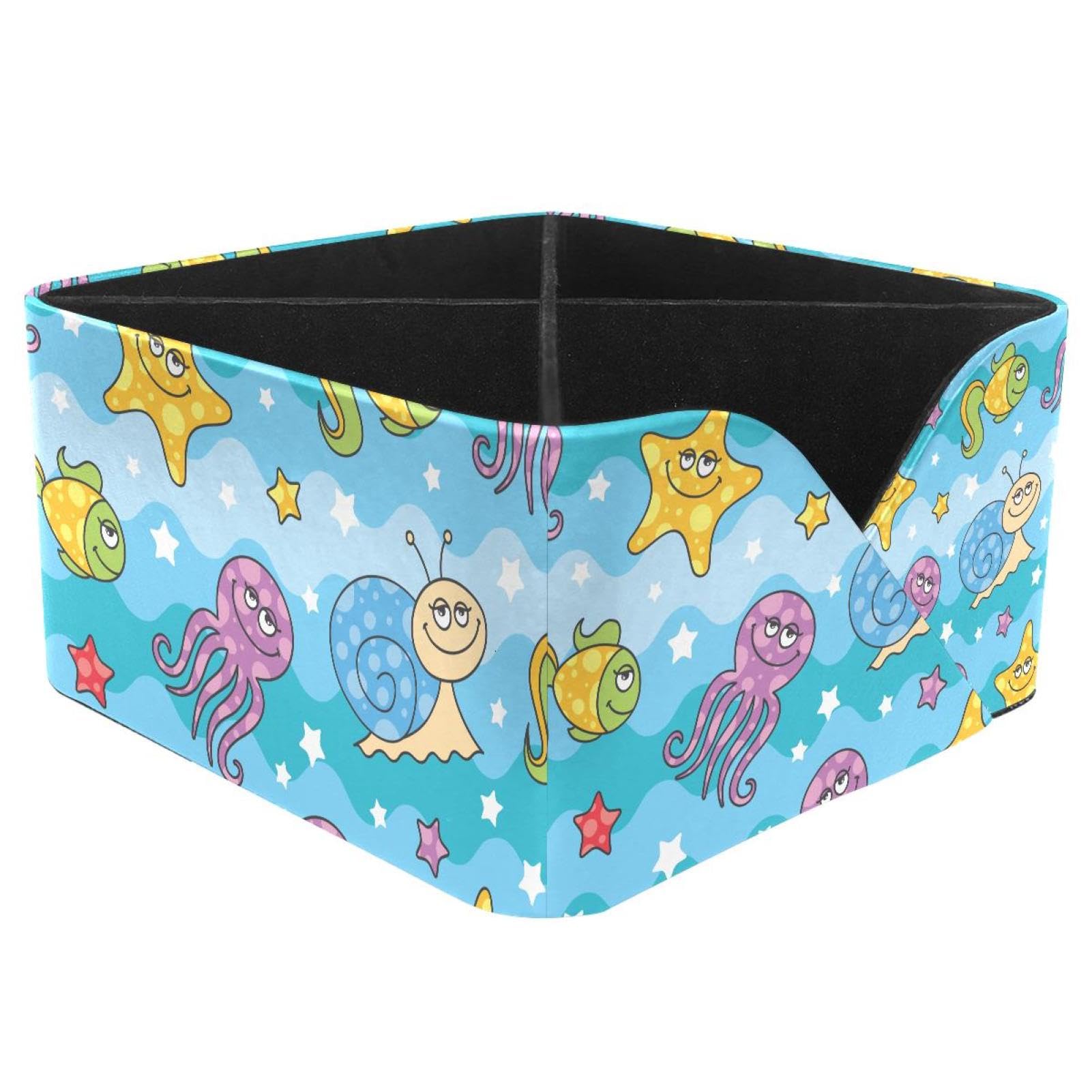 KengjuTesu Sea Creatures Desktop Organizer Pen Holder, Rectangular Pencil Cup for Office, Study and Makeup Stations