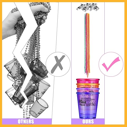 Miniatura 3 de Hicarer 12 piezas de collares de chupito con dije de vaso de chupito de plástico a granel en collar de cuentas, regalos de fiesta traviesos para