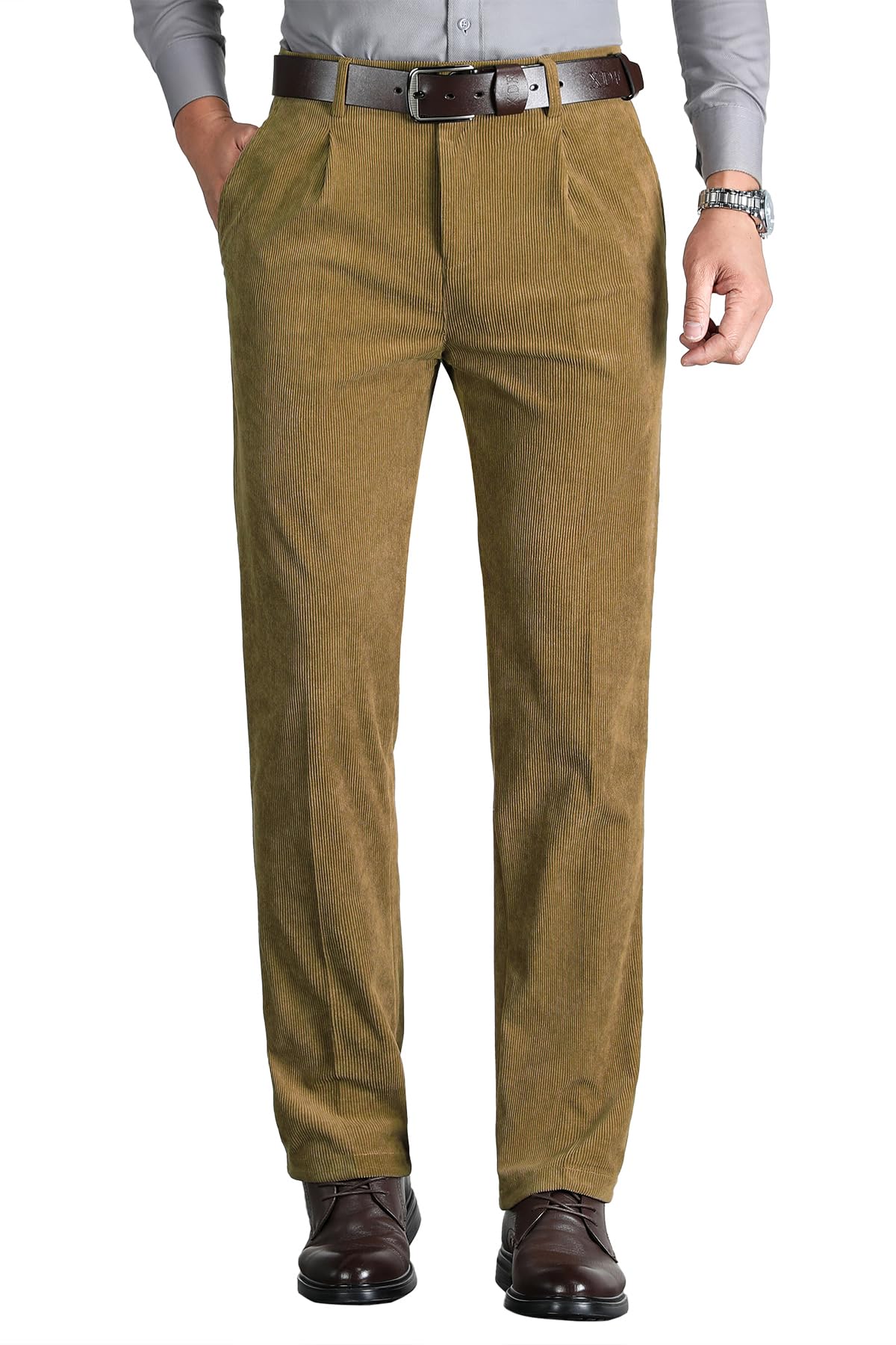 Pantaloni da Uomo in Velluto a Coste Ufficio Pantaloni Classico Eleganti Pantaloni da Jogging Formale e Casual con Tasche