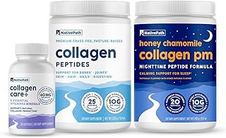 NativePath Collagen Support Trio Bundle - Collagen 25 Servings, Collagen Care+, Honey Chamomille Collagen PM