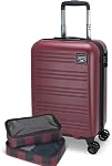 ROOTS Chalet Collection Bagages de transport rigides – Valise légère avec 8 Roues de rotation et intégrées TSA Verrouillage, poignée à bouton poussoir rétractable – Noir, 21-Inch