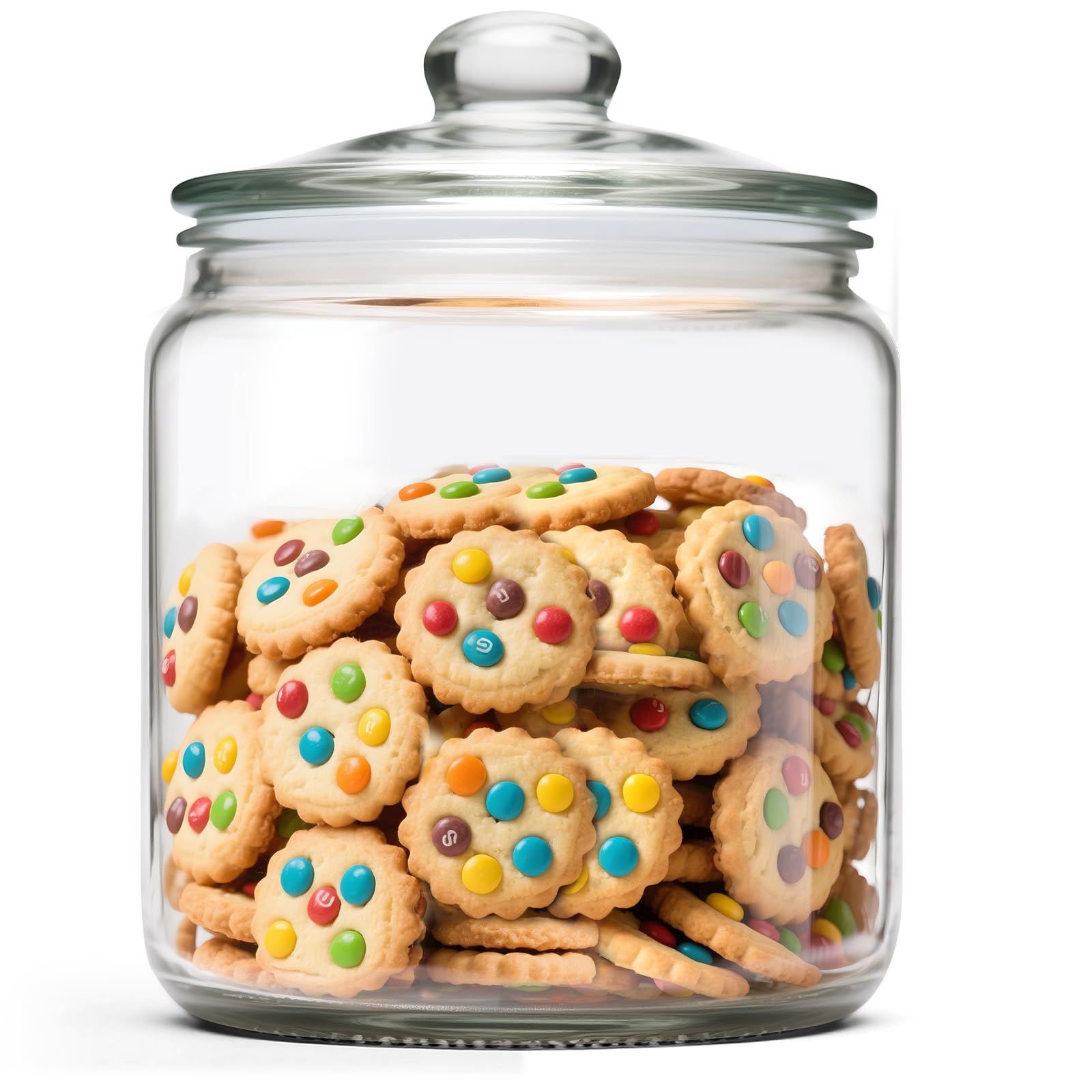 MASTERTOP Biscuit Jar, Glass Storage Jars with Airtight Lid, 3.9L Large Cookie Jar for Kitchen Flour, Pasta, Oats, Sweets & Dry Food, BPA-Free Plastic Seal, Clear Container, Dishwasher Safe (Set of 1)