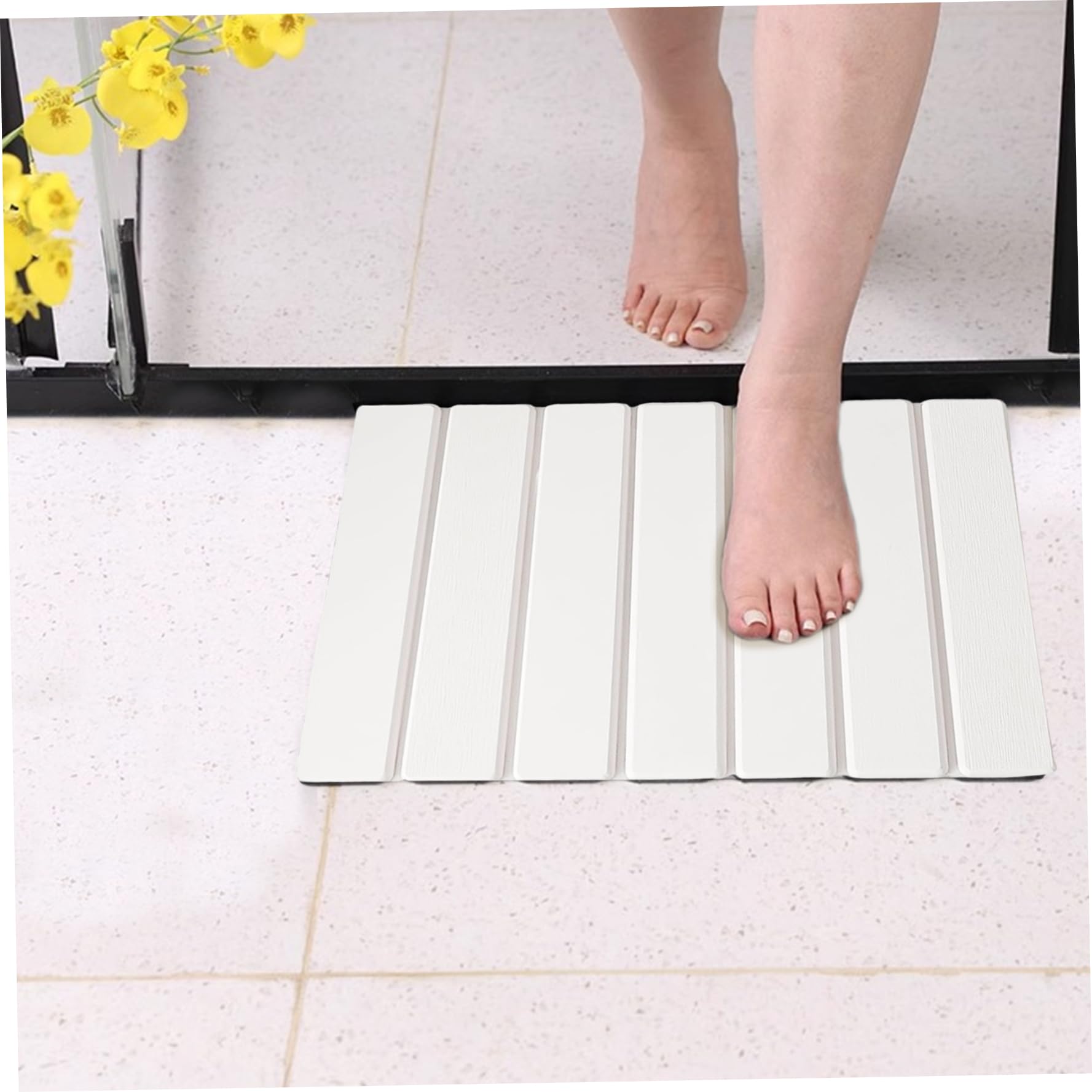 Alfombra de baño de Piedra de diatomita, Alfombra Piedra Diatomita de Secado rápido de 16x12 Pulgadas, de baño no Deslizante Plegable para la Ducha de Cocina, Blanco #