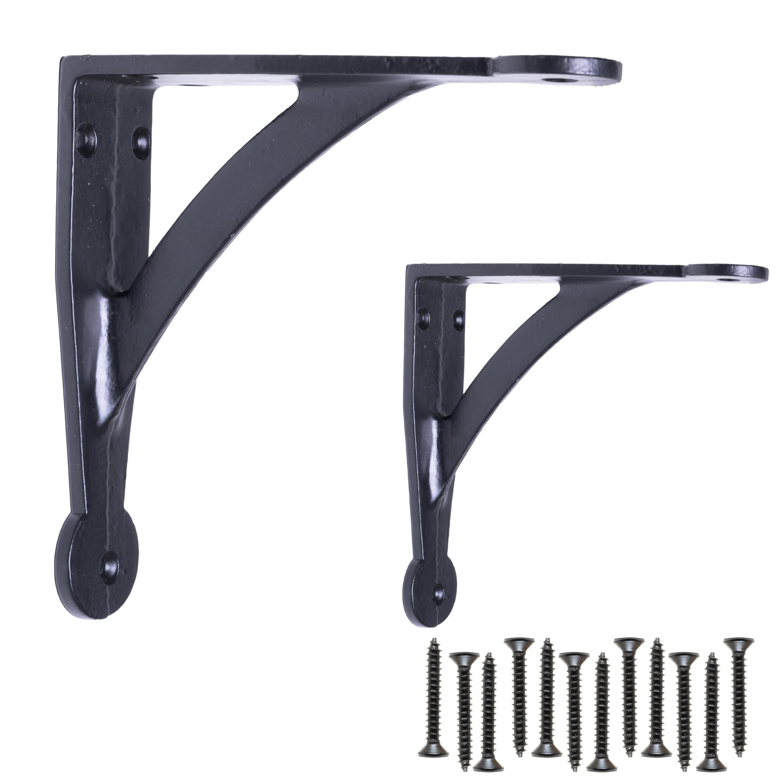 Eduwurxs Black Penny Gallow Cast Iron Shelf Brackets | Heavy Duty Wall Brackets For Shelves | Rustic Supports For Kitchen, Living Room & Outdoor 5X5 (Pack Of 2)