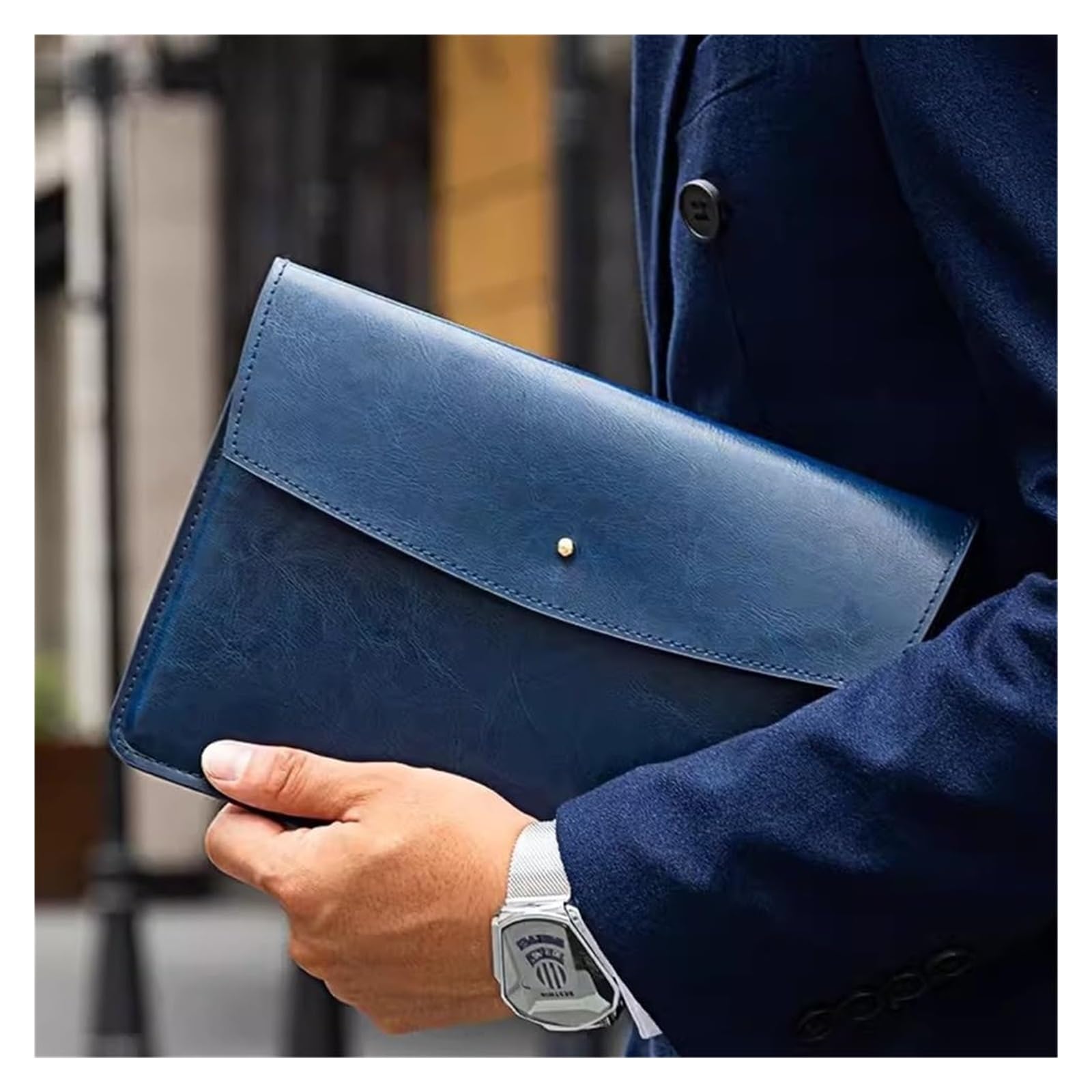 Etui na dokumenty ze skóry PU, wielokolorowe, 24x17 cm(Blue)