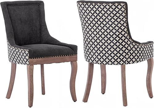 Miniatura 33 de Juego de 6 sillas de comedor, silla de cocina y comedor, sillas de comedor tapizadas en tela, sillas de comedor de madera, sillas de comedor, ribete