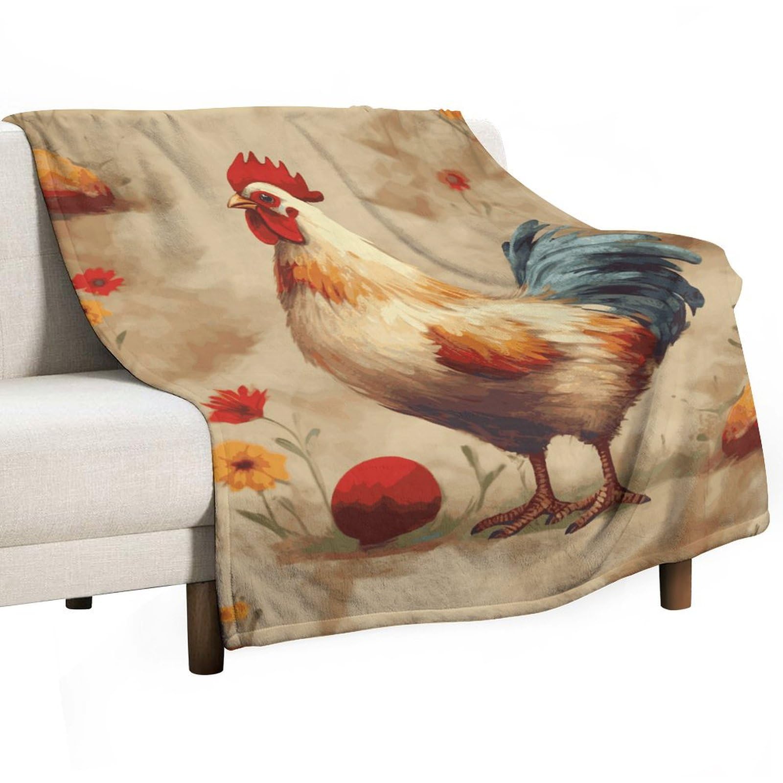 Couverture polaire canapé art poulet plaid doux 140x178 cm