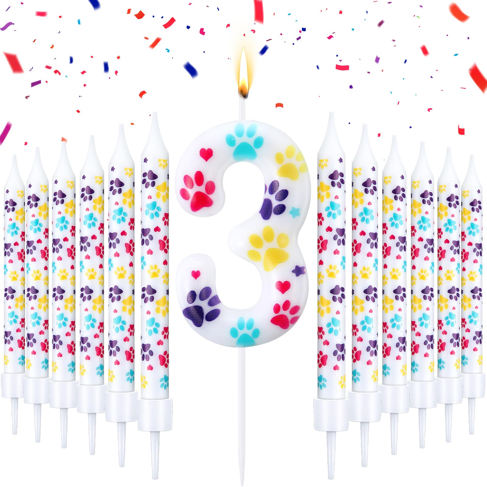 Conelist 13 Pcs Dog Paw Print Themed Birthday Candles 2.36