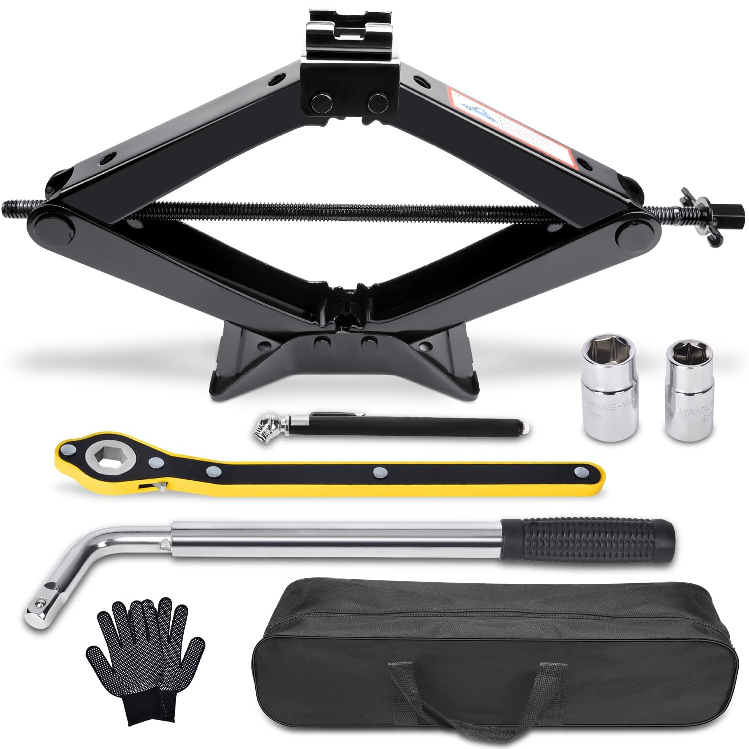 Harboan Scissor Jack 3 Ton (6610 lbs) Tire Changing Kit with Lug Wrench - Emergency Kit for Car, SUV, MPV (Car Scissor Jack Kit - 3 Ton (6610 lbs))-image-33