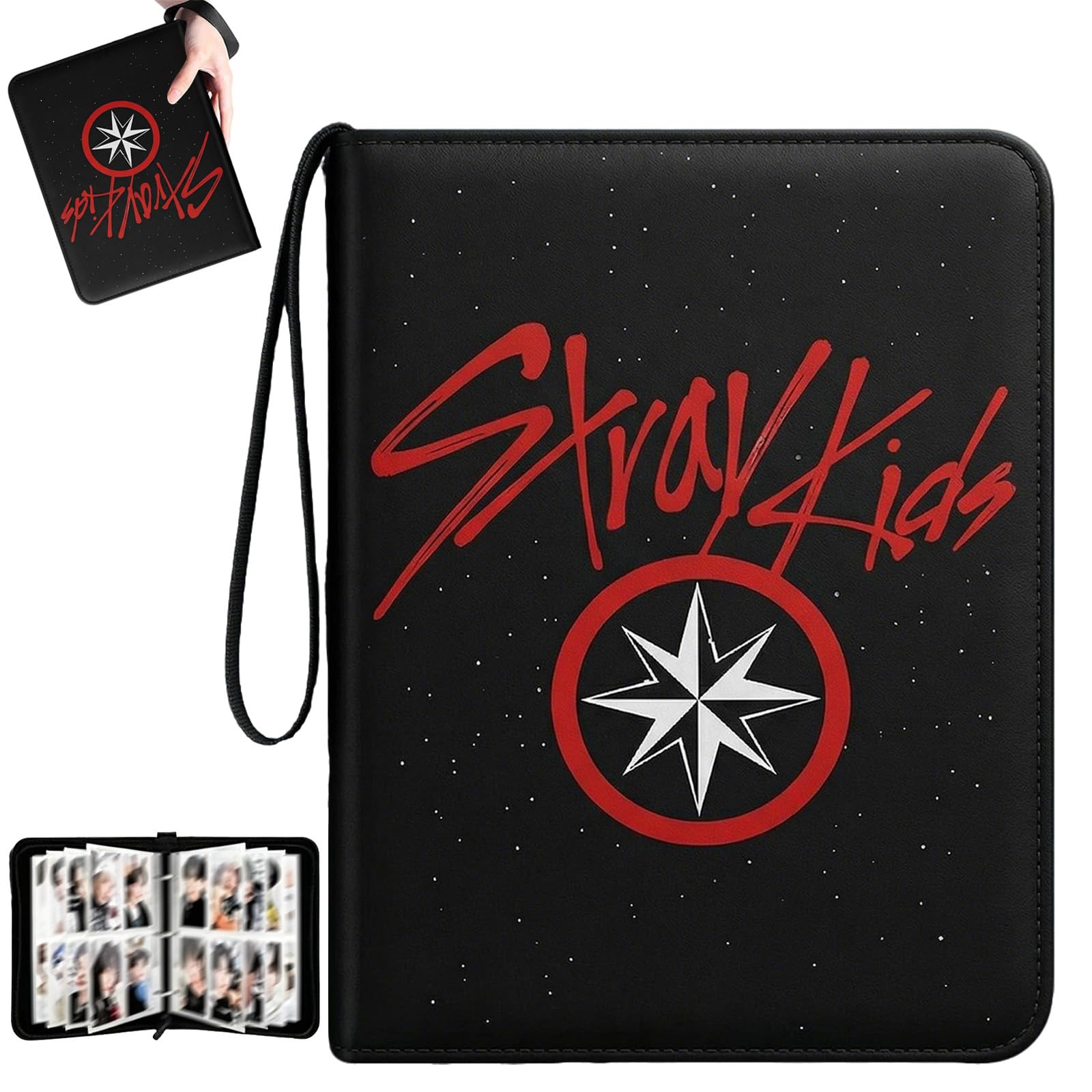 Puniama Stray Kids Photocard Binder 400 Pockets, Aesthetic Kpop Binder 3 Ring Idol Photo Album with Cute Cartoon Design, Card Collector Display Book for Kpop Fans