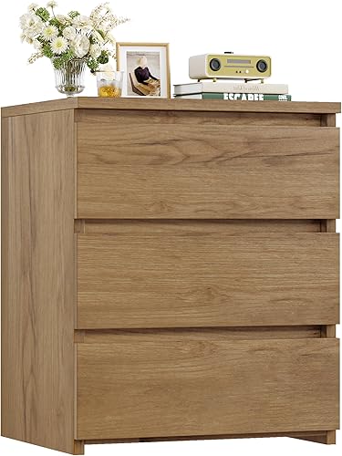 Miniatura 10 de FOTOSOK Juego de 2 mesitas de noche blancas con 3 cajones, mesita de noche blanca para dormitorio con asa recortada, mesa auxiliar de sofá para