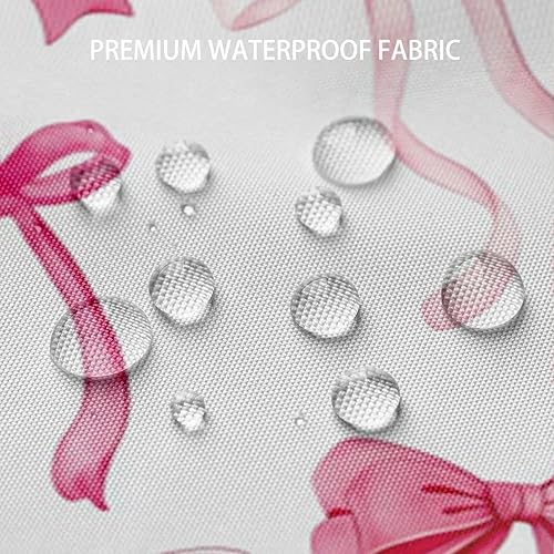 Miniatura 5 de Cortina de ducha con lazo rosa, bonita cortina de ducha con lazo coqueta para niñas, cortina de baño de tela de poliéster impermeable, 72 x 72