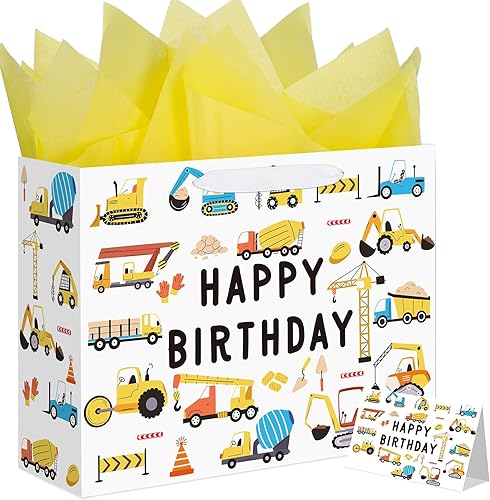 Miniatura 11 de woric Bolsa de regalo de bebé de 14.5 pulgadas para baby shower con papel de seda y tarjetas de felicitación para fiestas de cumpleaños de niños y