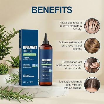 Rosemary Oil for Hair Growth - 4.2 Fl Oz Botanic Hearth Rosemary Natural Hair Oil Scalp Treatment for Hairs Loss, Dry & Frizzy Repair, Deep Nourishing Oils for All Hairs Types