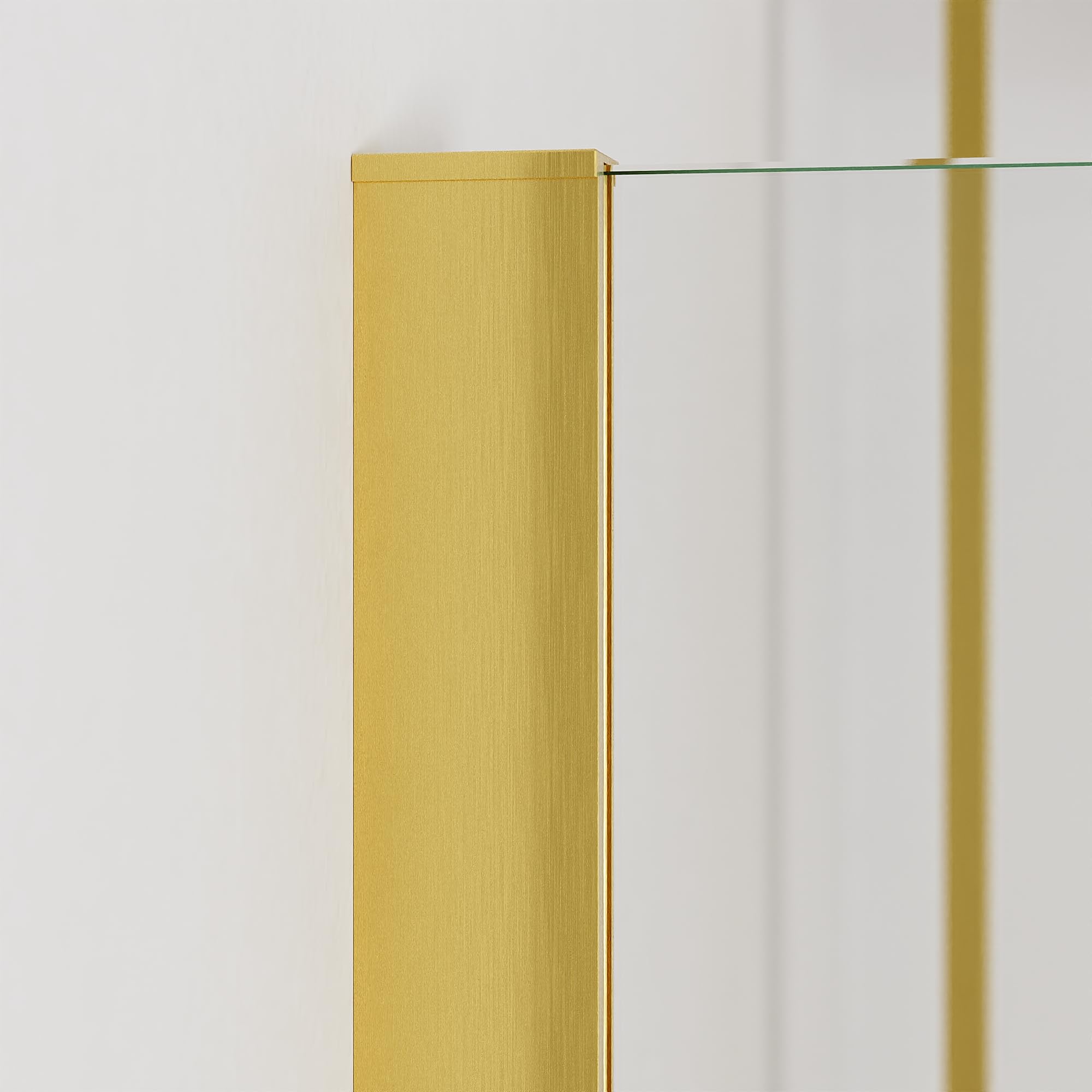 Parete Doccia Walk-In 100 cm Keros, Vetro Temperato 8mm Anticalcare, Profilo Alluminio Oro Spazzolato, Altezza 200 cm, Installazione Reversibile Dx/Sx con Barra Stabilizzatrice