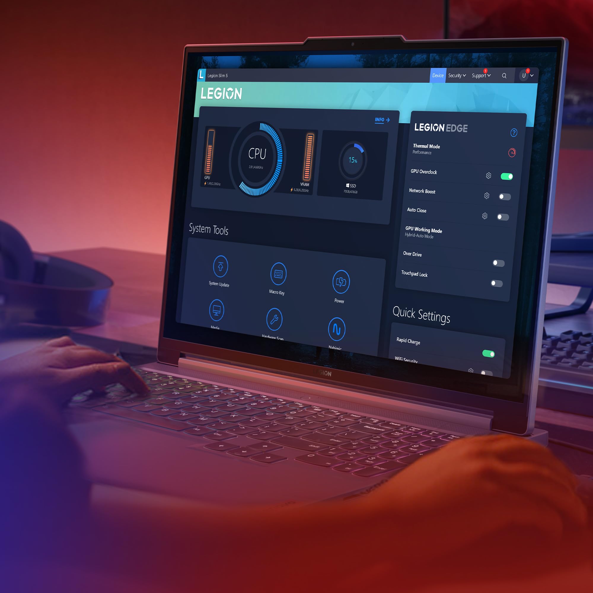 Lenovo Legion Slim 5 16ARP9 - Ordinateur Portable Gaming 16'' WQXGA 165Hz (AMD Ryzen 7 7435HS, RAM 16Go, SSD 512Go, NVIDIA RTX 4060 8Go, Windows 11 Home) Clavier rétroéclairé AZERTY - Gris