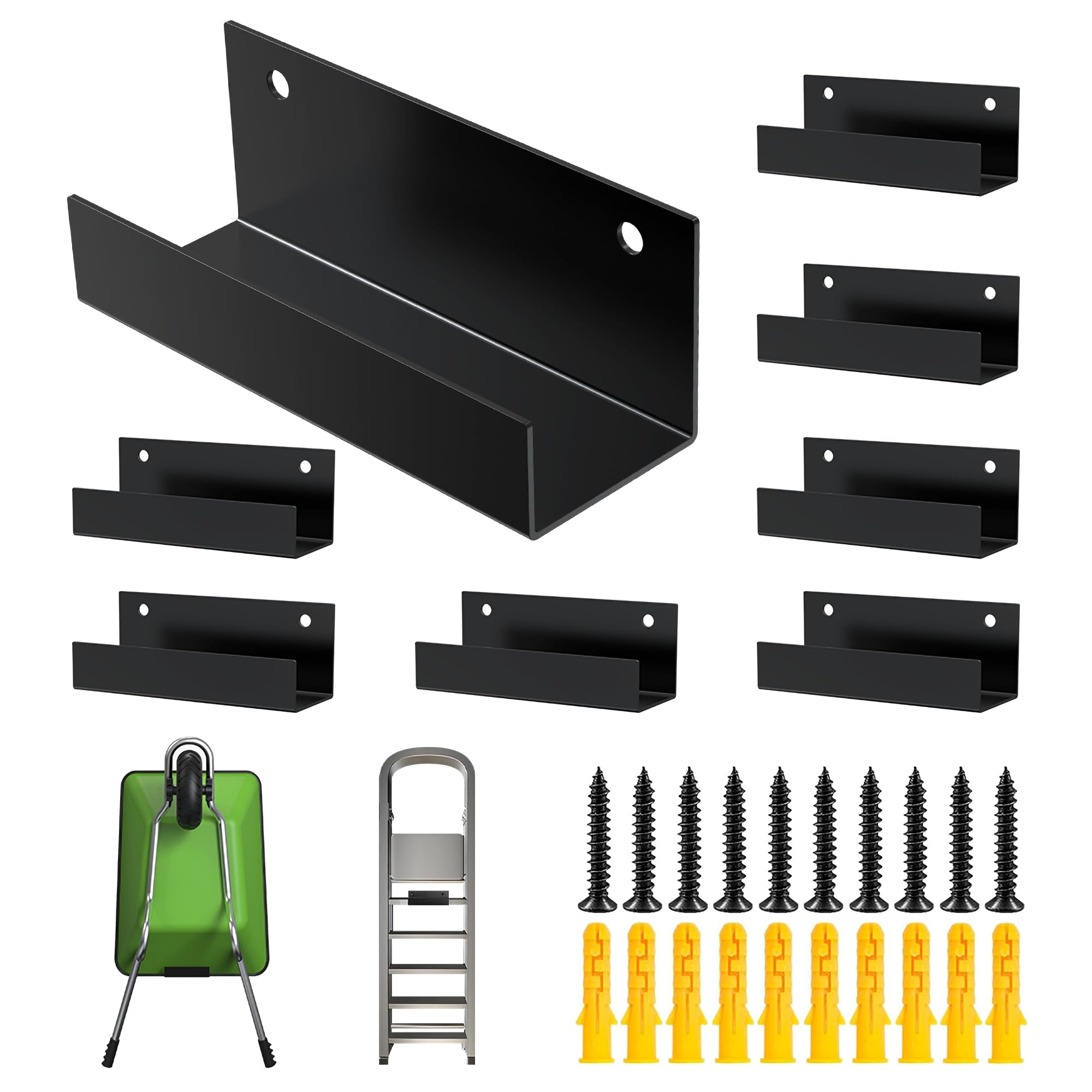 Heavy Duty Orange Garage Hooks - Ladder Wall Mount, Tool Hanger, Wheelbarrow Storage, Multi-Purpose Utility Hooks