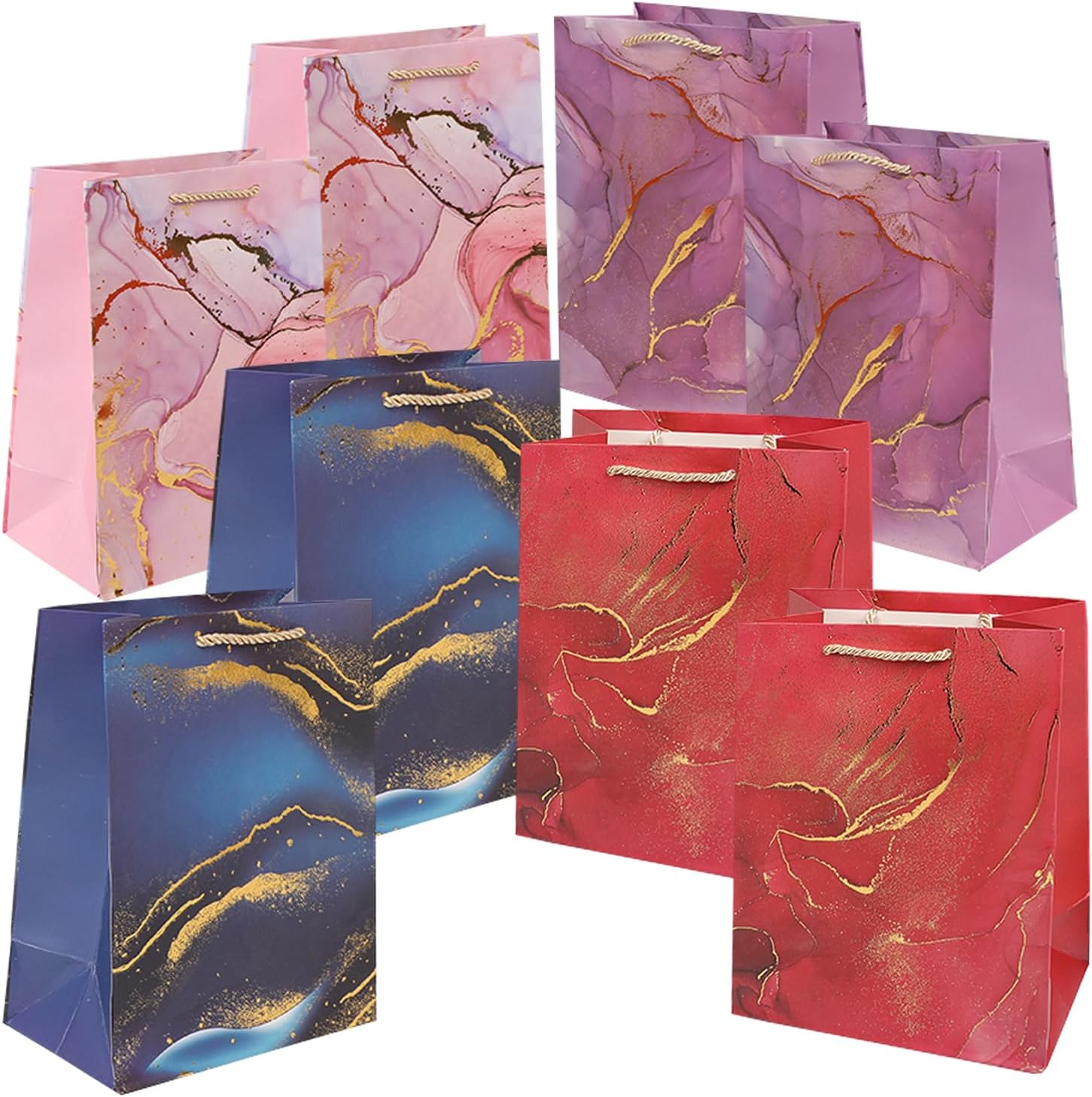 Party gift bag|Marble design theme bags with handle|8 pcs gift bag set|small gift bag|purple blue red pink bags|party Weddings Favor box Goody Bags