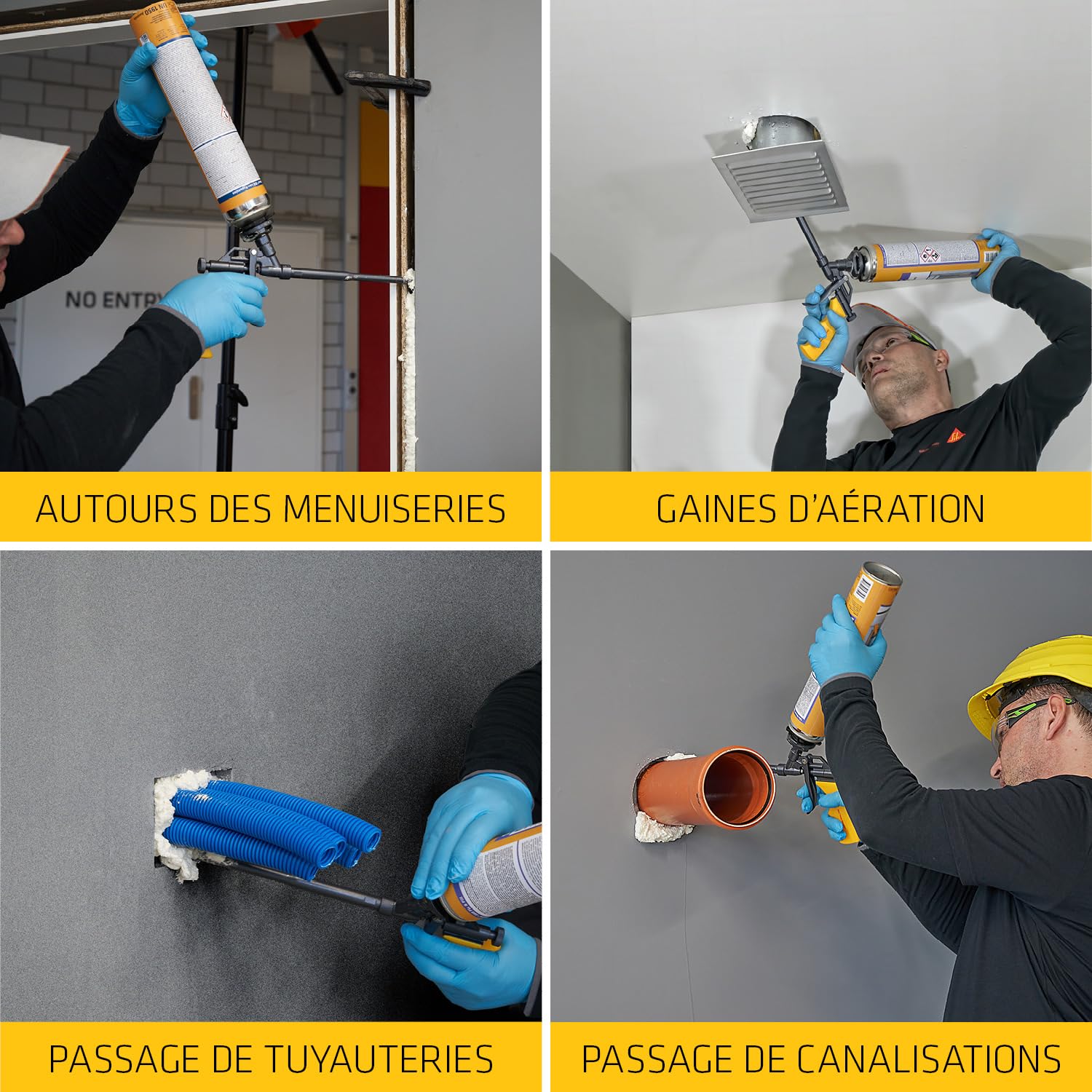 SIKA - Lot de 3 x Mousse polyuréthane Expansive Sika Boom 528, Pistolable & Réutilisable, Rendement 23L, pour jointer, calfeutrer, isoler, 500ml Blanc + Pistolet Foam Gun pour mousse expansive