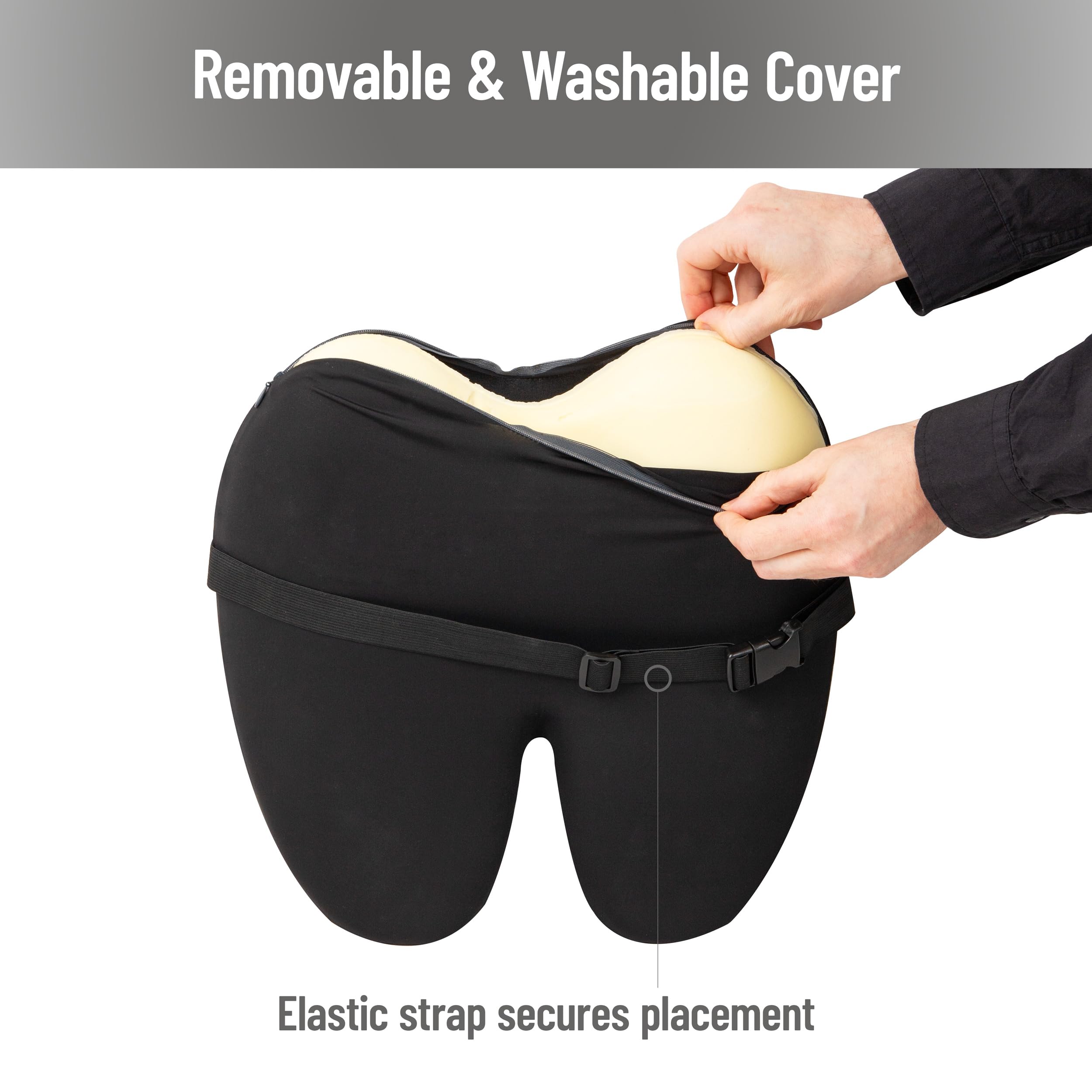 Mind Reader Lumbar Support Pillow with Air-Cloud Technology Office Chair Back Cushion Memory Foam Black — view 6