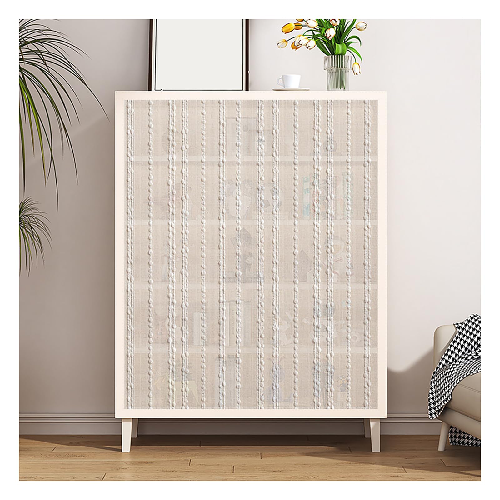 Voile Tenda sotto Lavello Cucina Autoadesivo Tendina Sottolavello Bagno, Antipolvere Tende per Mobile a Scaffale Boho Tenda da Cucina per Lavanderia,Bistrot a Vetro,A,W170xH180cm/67x71in