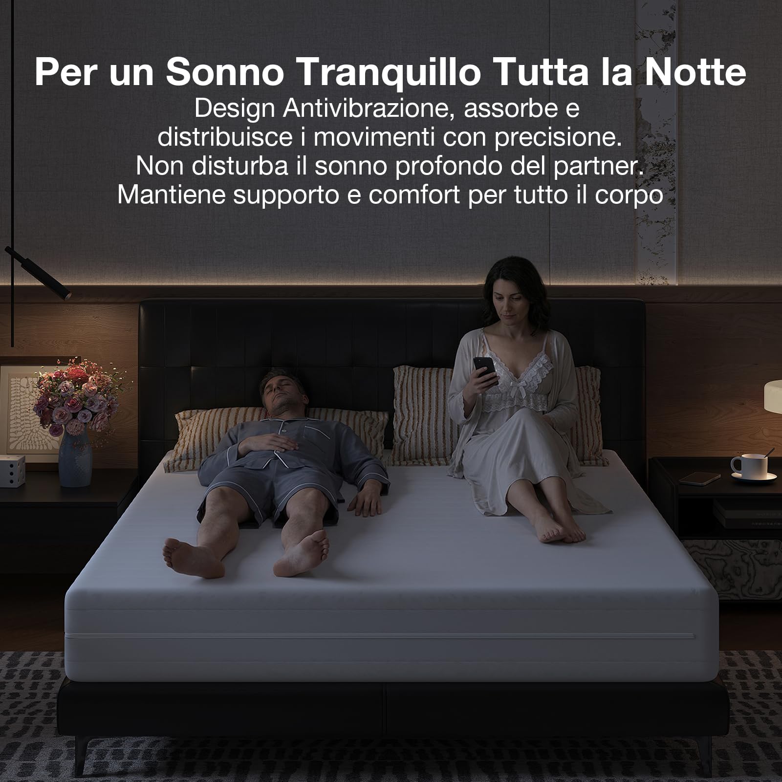 Novilla Materasso 160x190, Materasso Matrimoniale in Schiuma a Onde in Fibra di Bambù a 7 Zone 14cm, Durezza Media Supporto Perfetto Assorbente e Traspirante