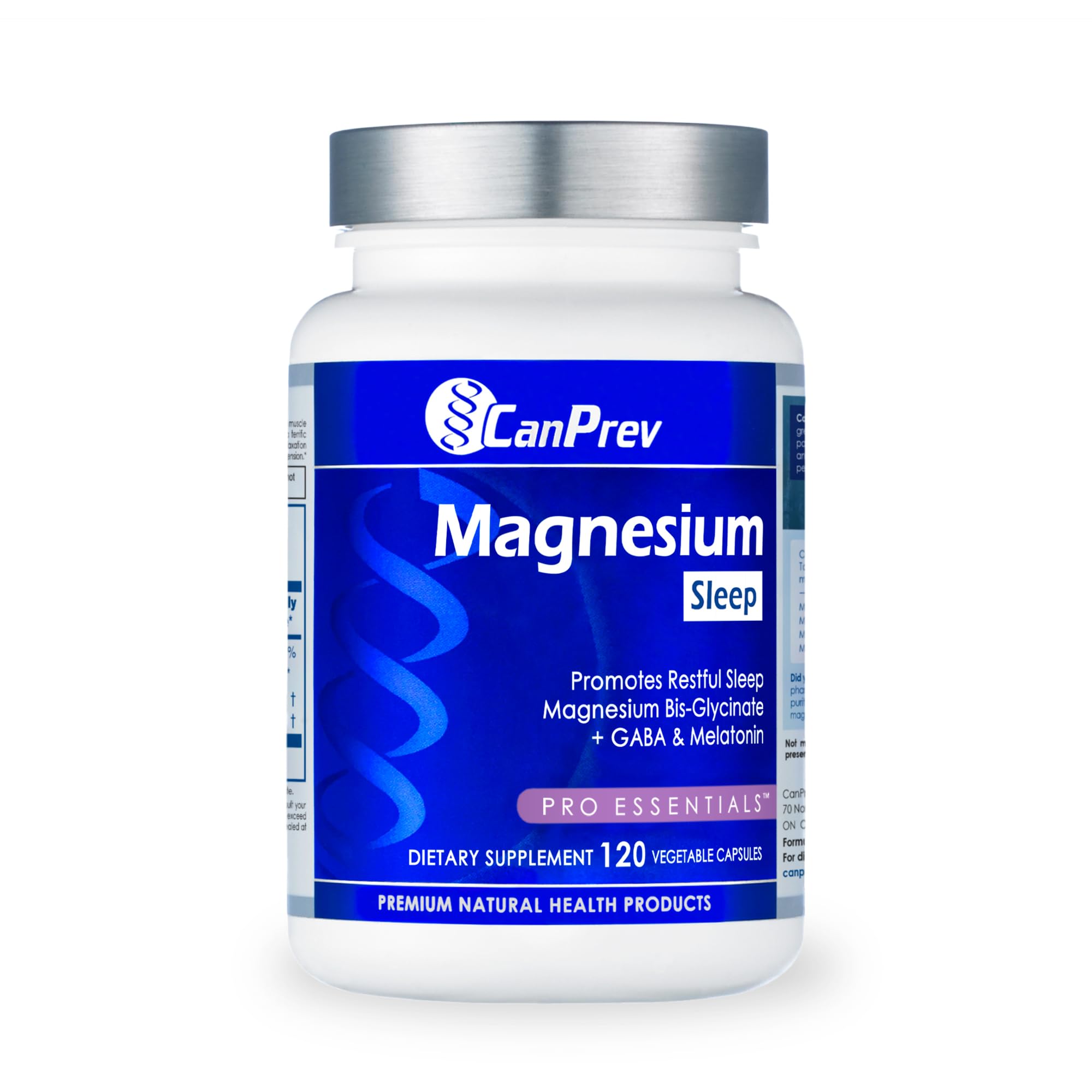 CanPrevMagnesium Bisglycinate Chelated + GABA & Melatonin, 120 Veg Caps, 120-Day Supply, Support Restful Night, Muscle Function, Promote Relaxation & Balanced Sleep-Wake Cycle, Vegan, No GMO & Gluten