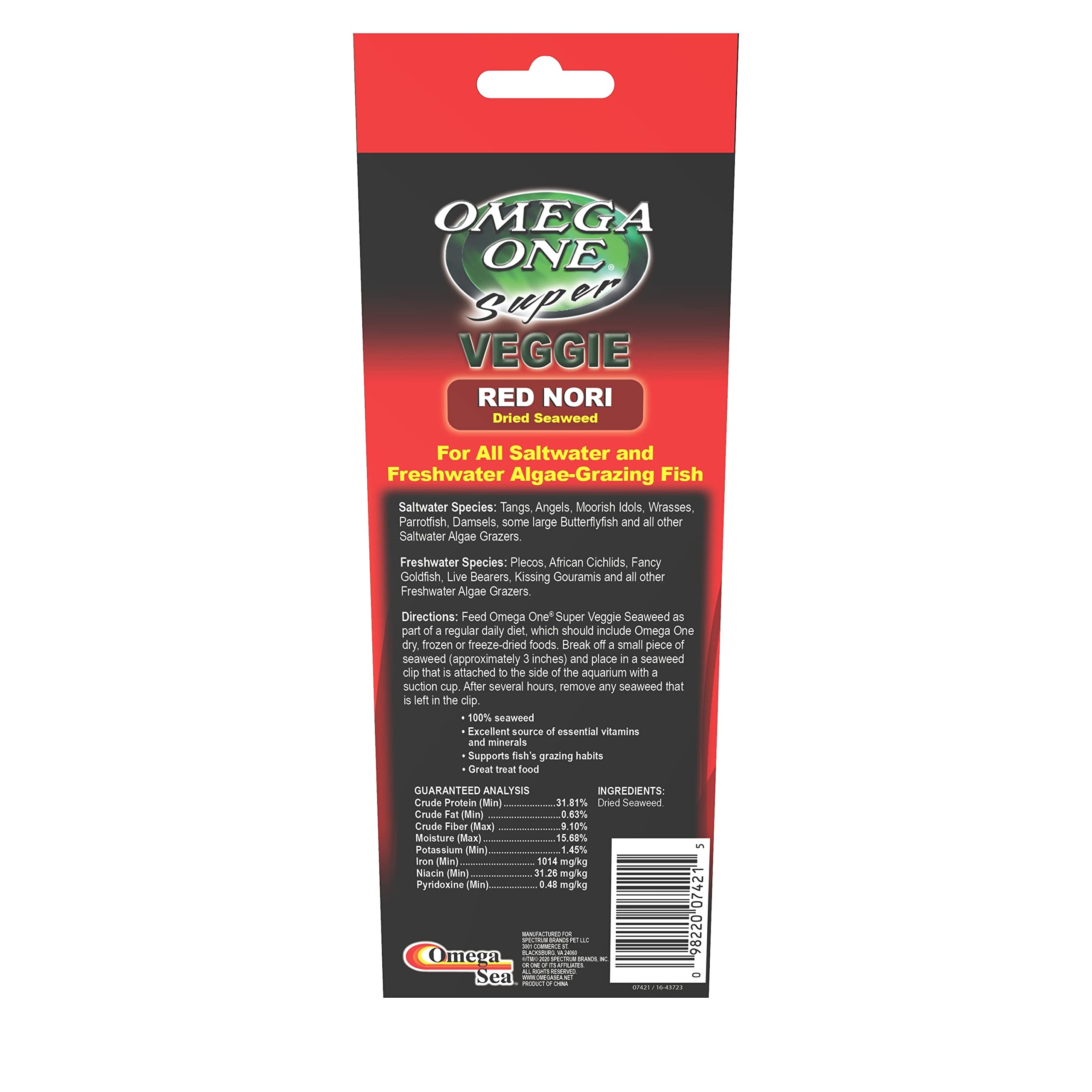 Omega One Super Veggie Red Seaweed.8 oz, 24 Sheets by