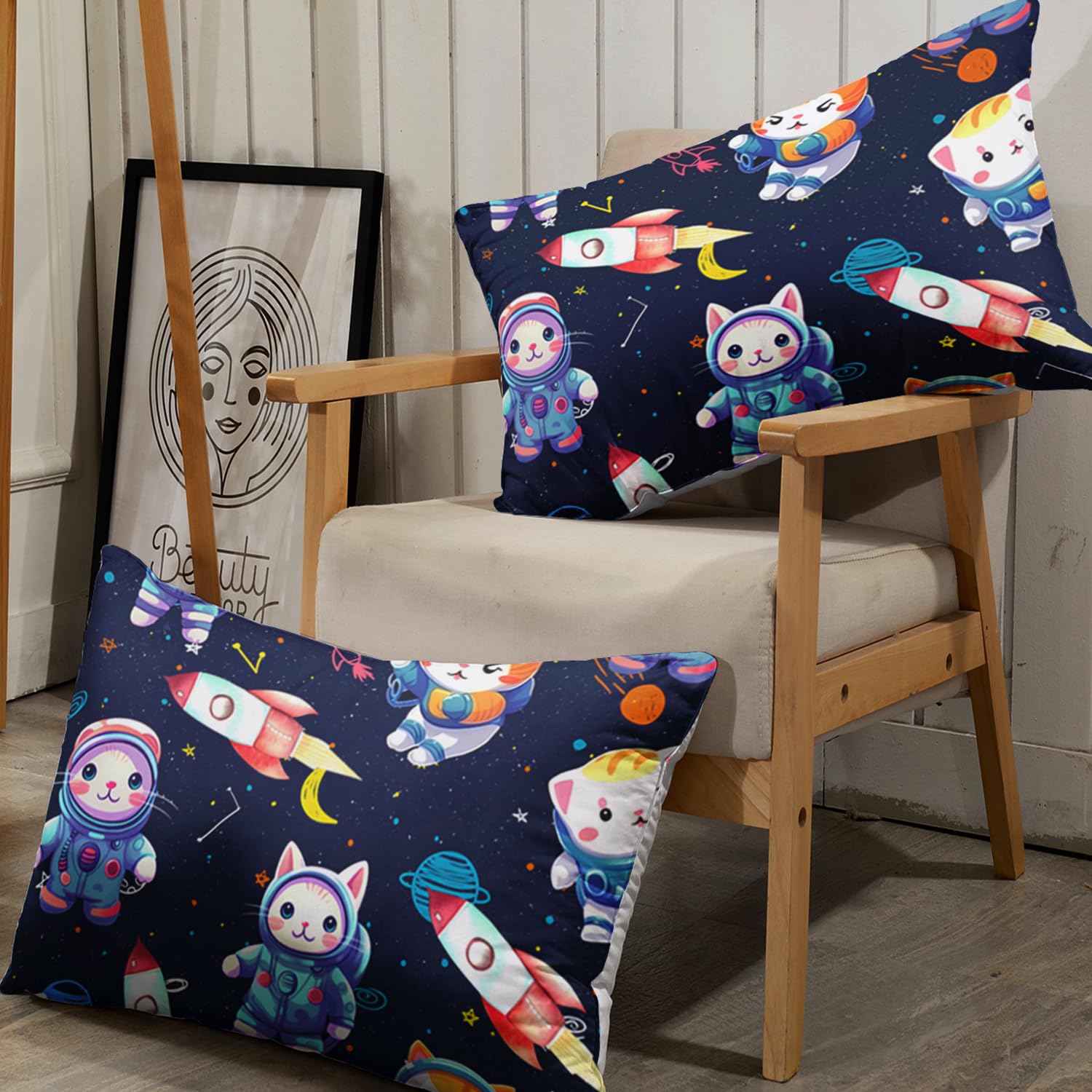 Astronaut Bed Sheet Set - Twin XL Fitted Sheet & 2 Pillowcases, Space Theme Kids Room Decor - View #7
