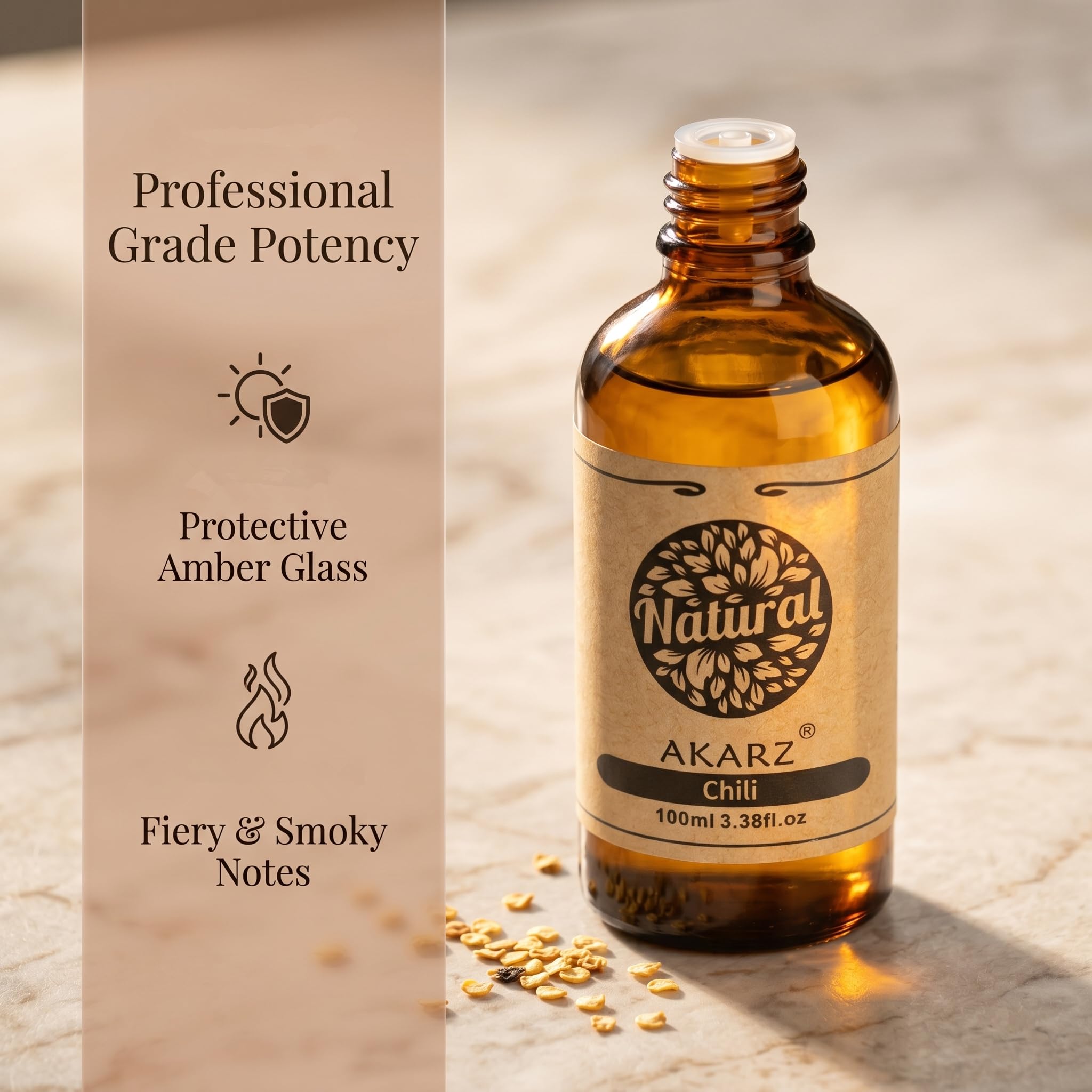AKARZ 100ml Olejek esencjny z Chili - Naturalny olejek aromatyczny do dyfuzorów, lamp aromatycznych i aromatów pomieszczeń